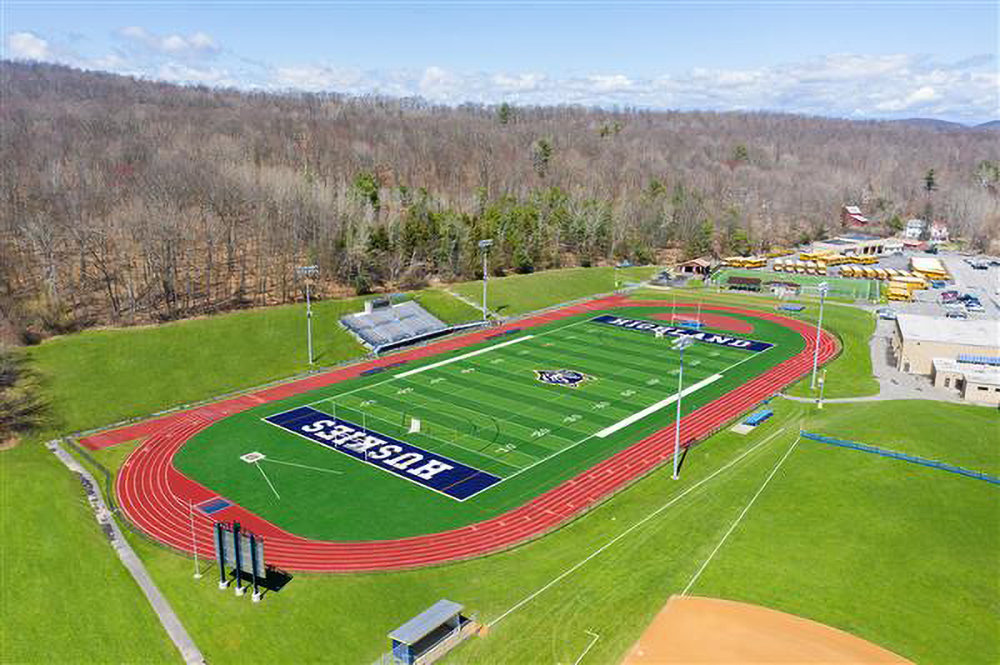 A rendering of a proposed new track and turf field in Highland.